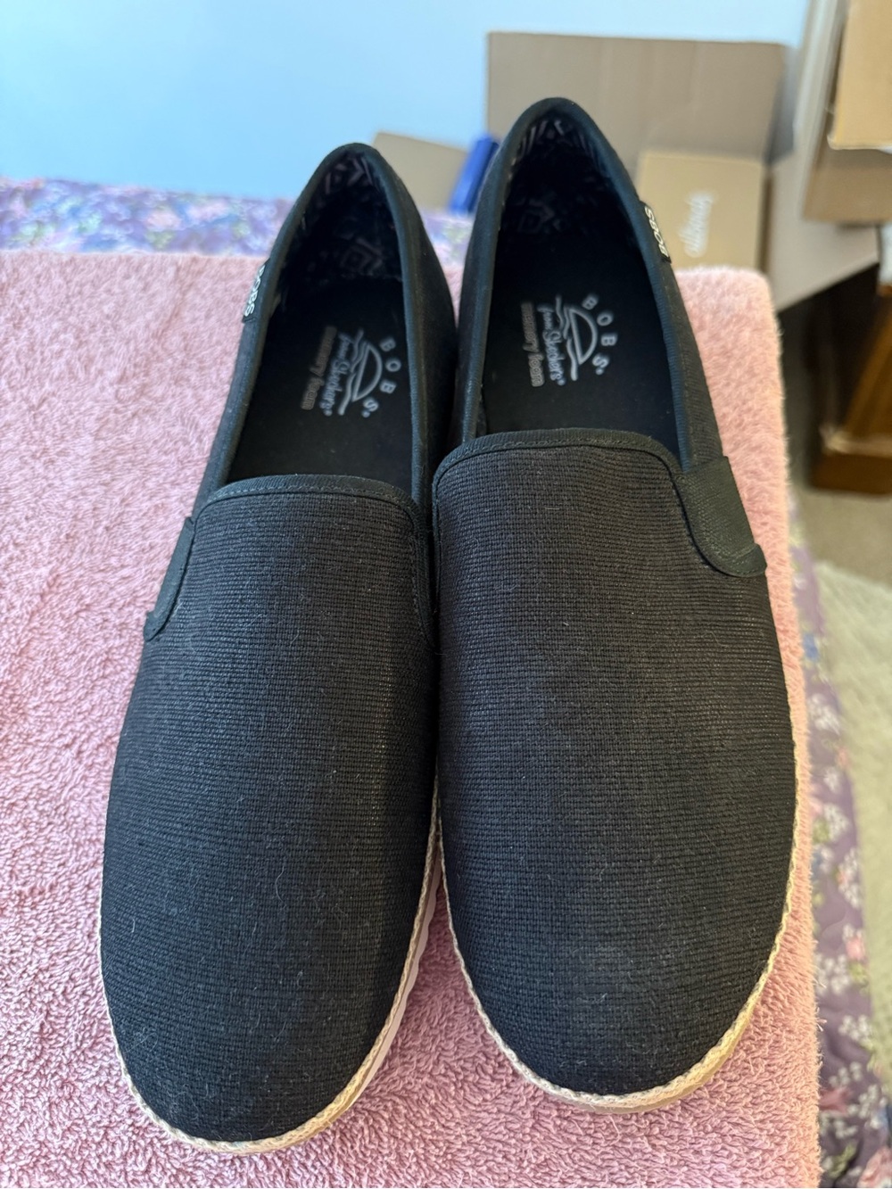 Skechers Women's Black Slip-On Canvas Flats